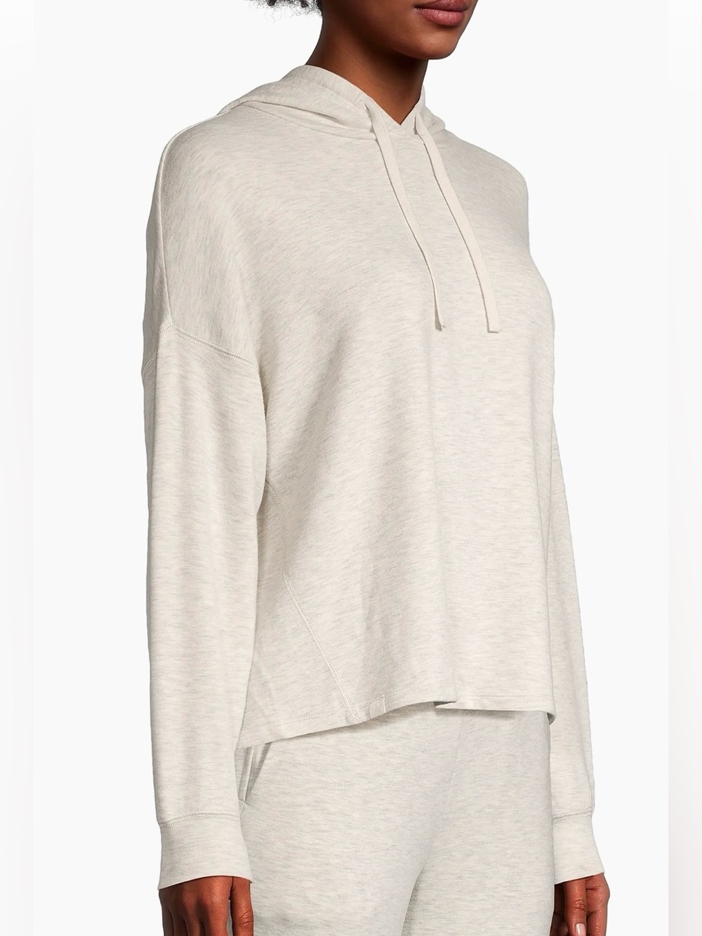 Barefoot Dreams Malibu Collection Butter Soft Hoodie, Heathered Cream, Sz. XS - Picture 7 of 16